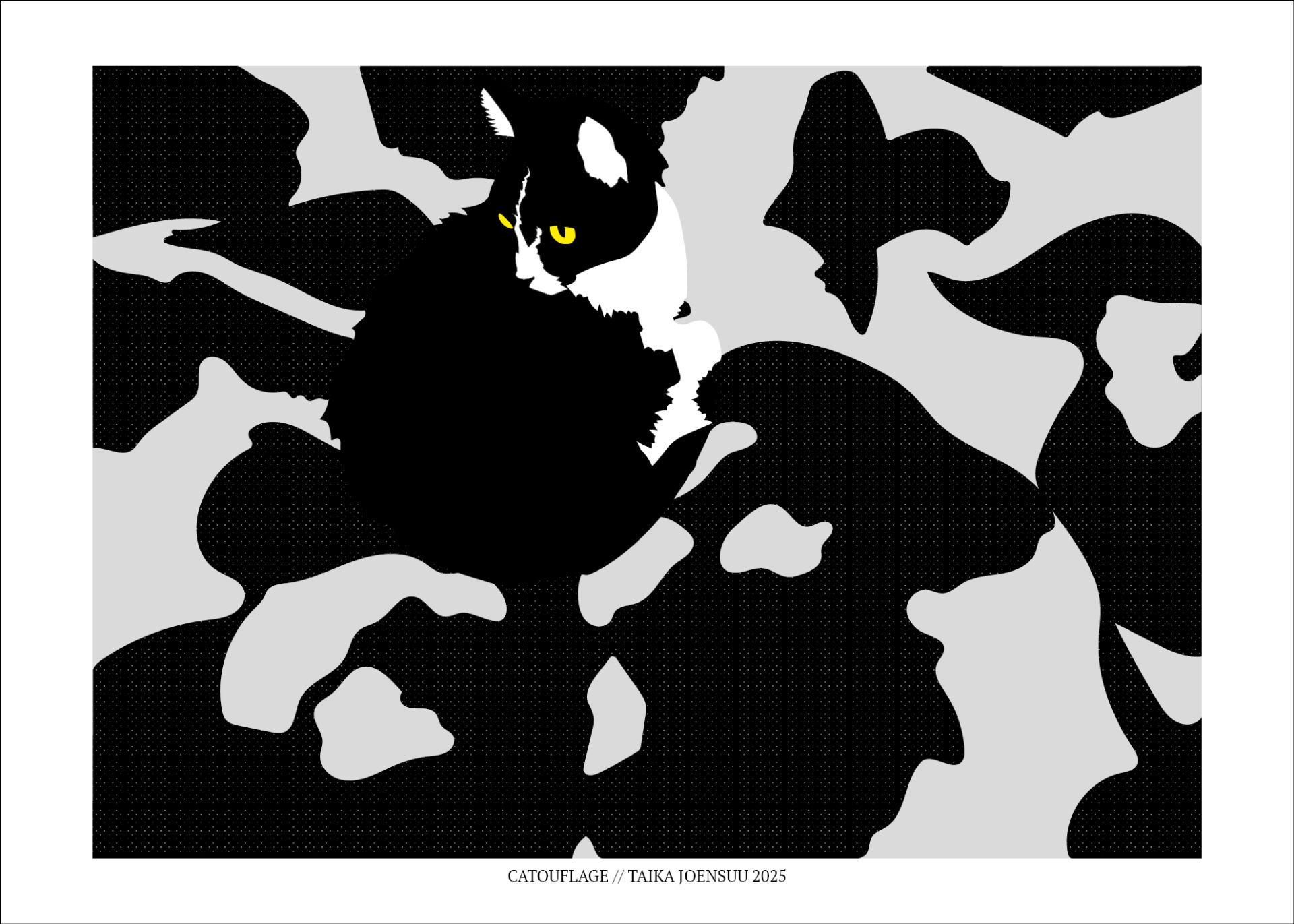 Catouflage.  Digitaalinen PDF-juliste 50x70 cm – ei fyysistä tuotetta, toimitetaan sähköpostitse maksun jälkeen.
