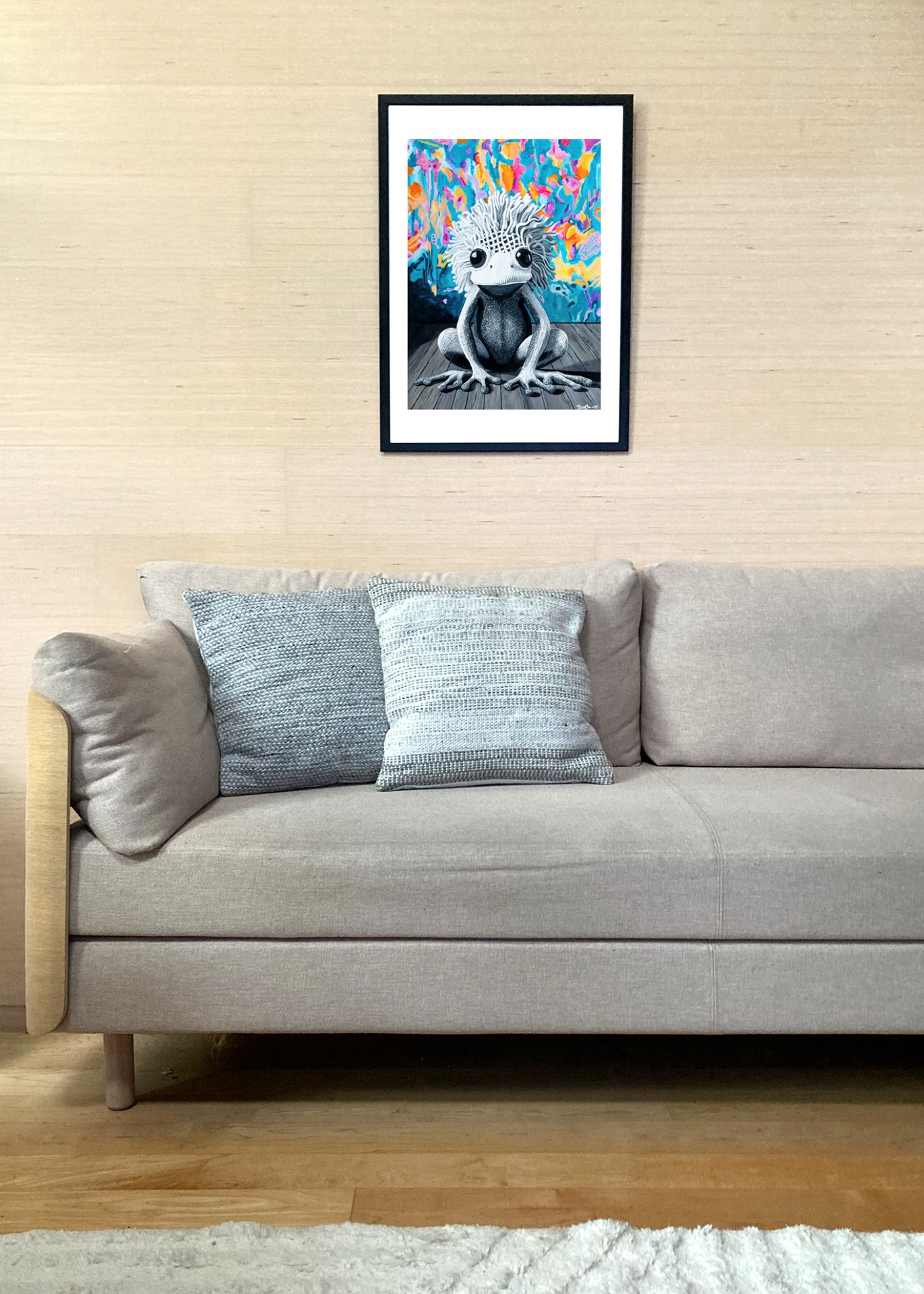 Imagiarium-juliste Pessi 50x70cm seinällä. Juliste myydään ilman kehystä.