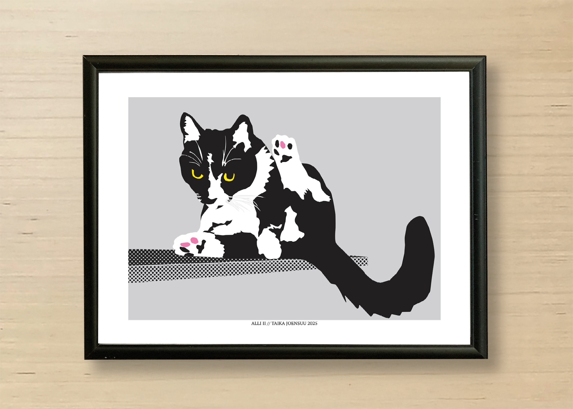 Kissan hetkiä-juliste 3Alli II 40x30cm. Juliste myydään ilman kehystä.